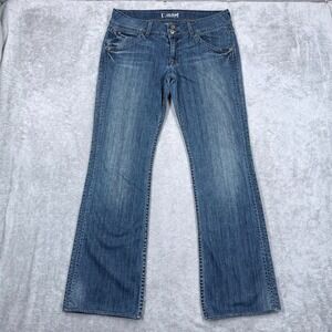 Vintage Hudson Jeans Low Rise Bootcut 33x32 Womens 31 Flap Pocket Flare Y2K Blue